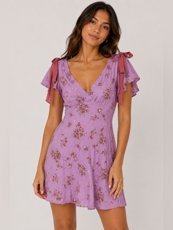wild fable Dresses & Skirts - Wild Fable Pink Floral Tie Strap Mini Dress XS Cottagecore NWT